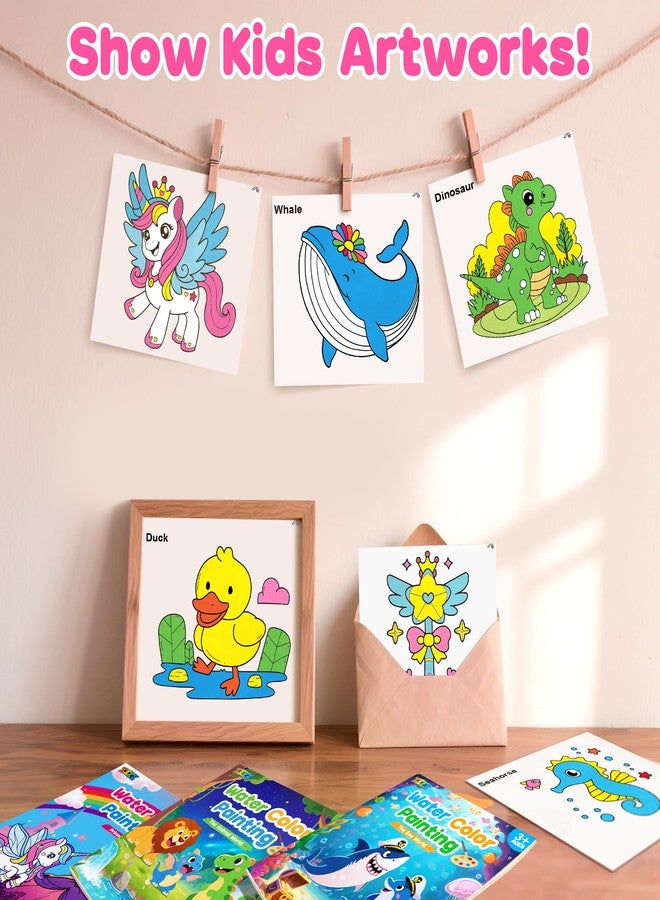 ZIZZ Paint with Water Coloring Books for Toddlers, 3PCS Watercolor Painting Set for Kids Ages 3-8, No-Mess Drawing Art Craft Toy Birthday Valentine's Day Gifts for Girls Boys - Princess, Forest, Sea - Image 5
